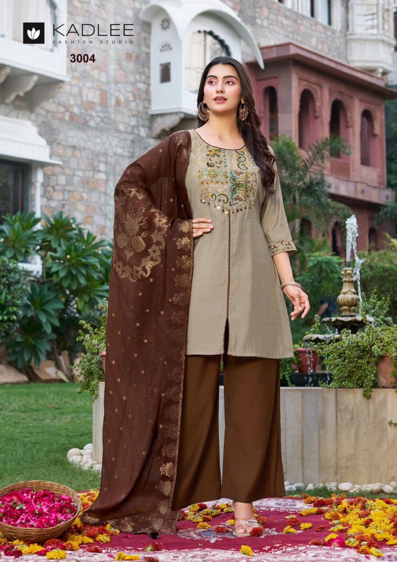 Tarnika By Kadlee Roman Silk Kurti With Bottom Dupatta 